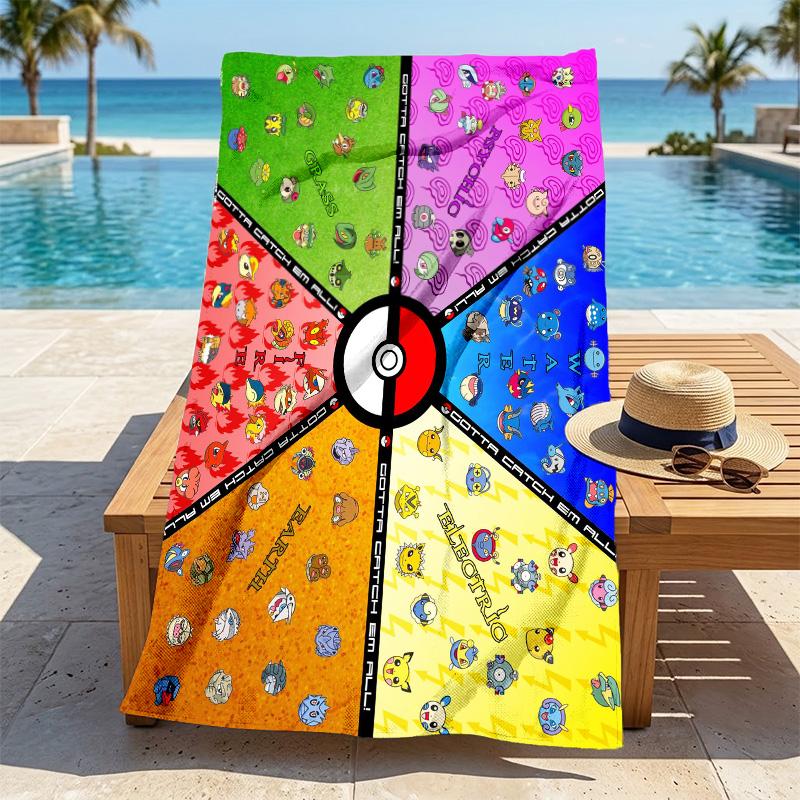 Pokemon Go Quick-drying, highly absorbent beach towel,suitable for the beach, pool, gym, and travel.Sports sweat towel Convenient and durable.