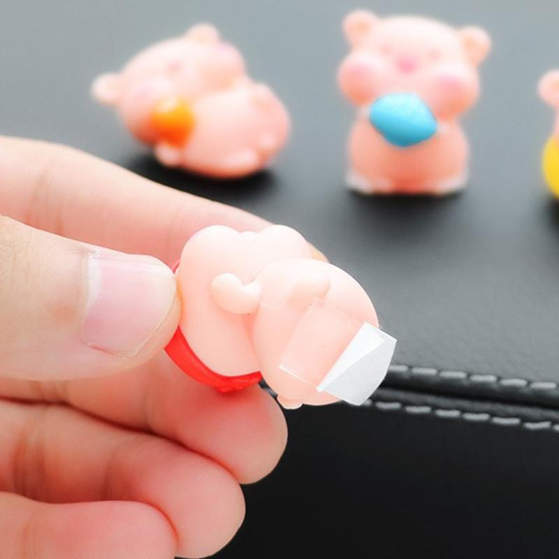 6Pcs/Set Cute Pig Car Interior Decoration Funny Auto Center Console Rearview Mirror Ornaments For Car Accessories