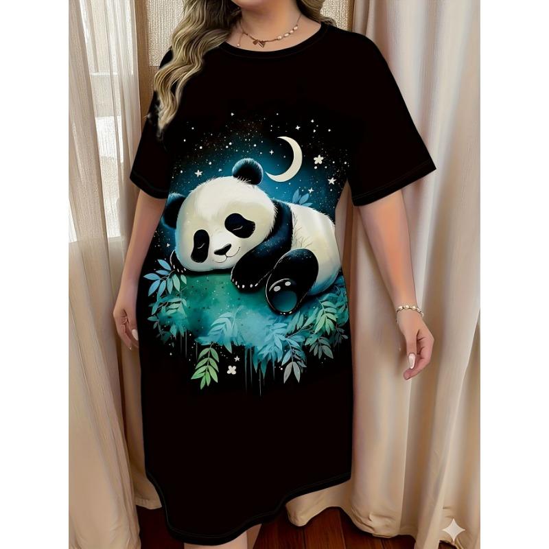 Modisches bedrucktes Damenkleid mit kurzen Ärmeln und Rundhalsausschnitt, geeignet für den täglichen Gebrauch, zum Pendeln und Reisen.