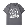 Men's 100% Cotton Crew Neck Short Sleeve T-Shirt, Never Give Up Fist Lightning Motivational Print Casual Breathable Summer Tee for Daily Wear