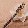 Retro Women Enamel Crystal Peacock Hair Stick Pin Chinese Style Handmade  Accessories Ladies Gentle and Elegant Jewelry Headwear