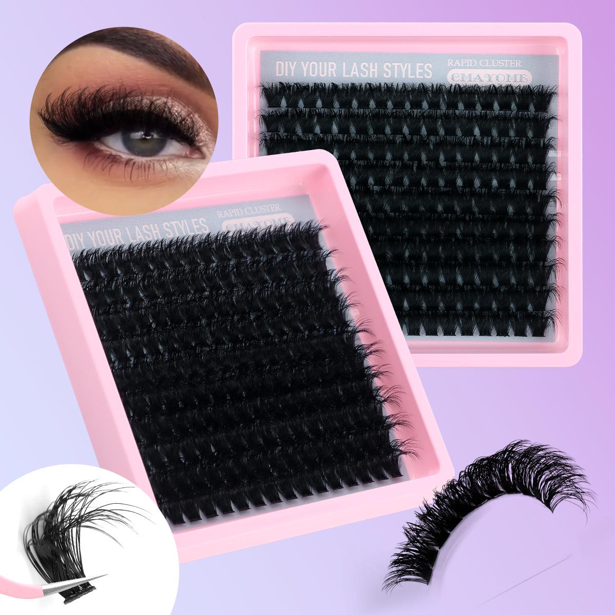 Cross-Border DIY Dense Curly False Eyelashes 14-20mm D Curl Individual Cluster Lashes.