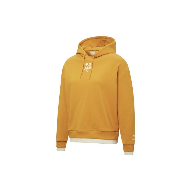 Puma Sweatshirts Women's Orange Yellow Hooded Moderate Mock Two Piece 536091-80