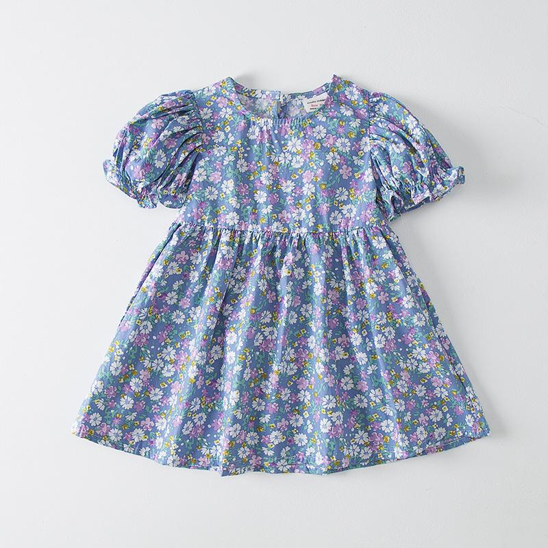 Korean Girls' Heart Cut-Out Floral Cotton Dress - Summer 2026 Collection