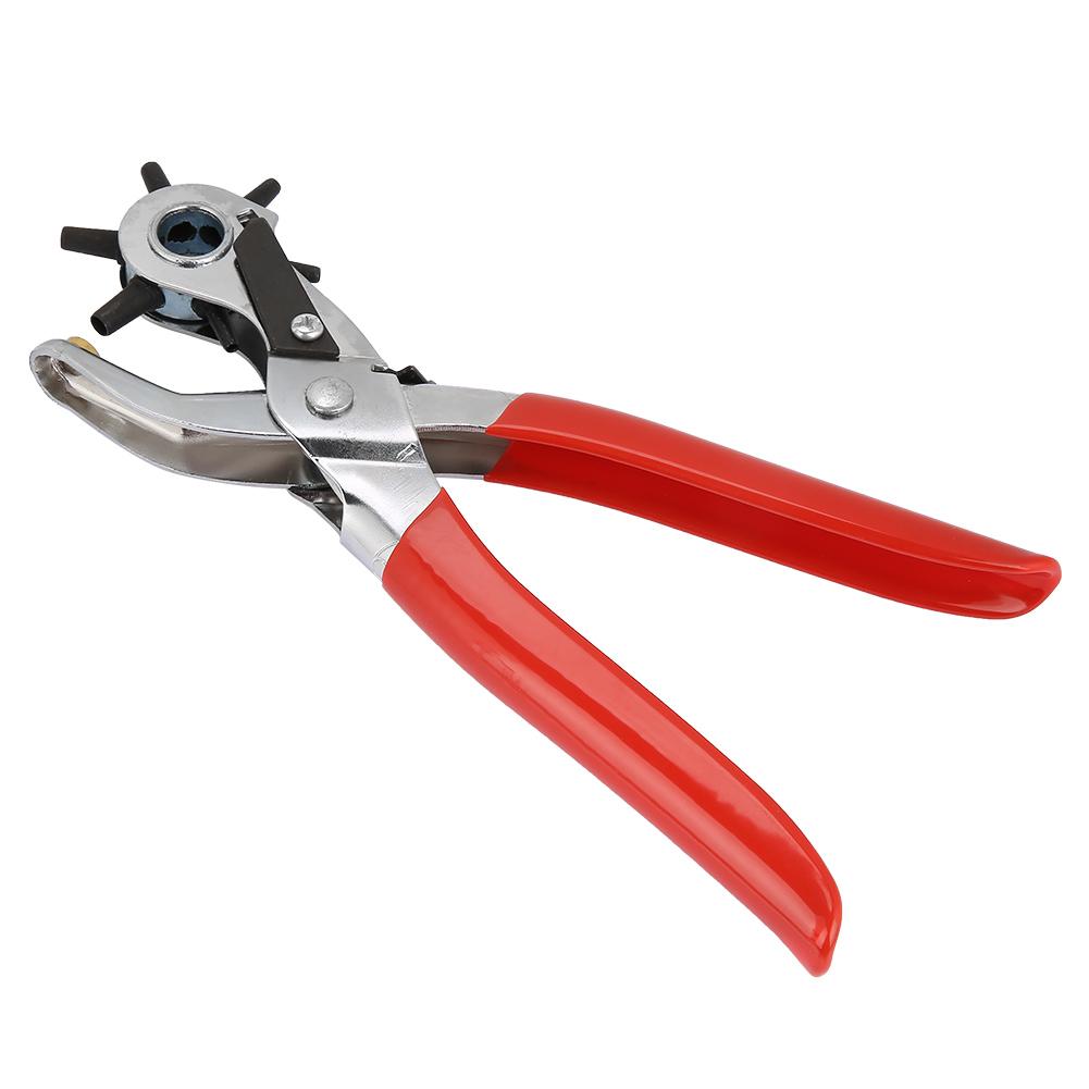 2-4.5mm Carbon Steel Multi-hole Punch Pliers,   with Ergonomic Handle Design, Super Punch Capability for Plastic Leather Paper,