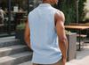 Camicia da uomo casual europea senza maniche in lino con bavero