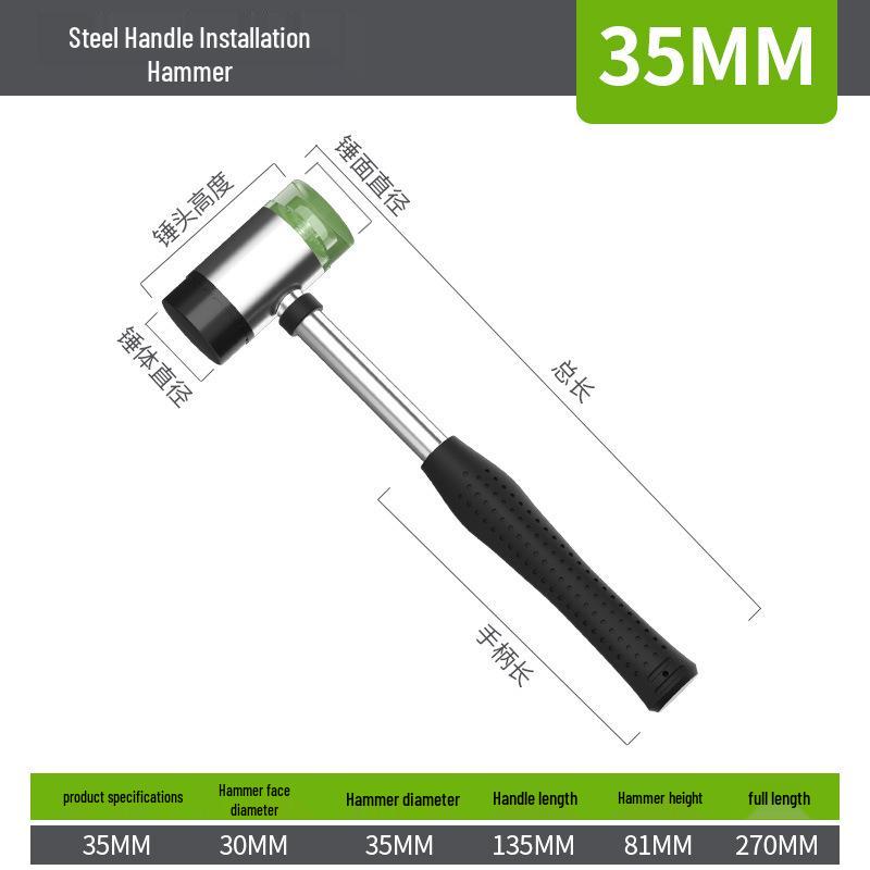 Rubber Mallet with Steel Handle for Home Improvement and Tile Installation