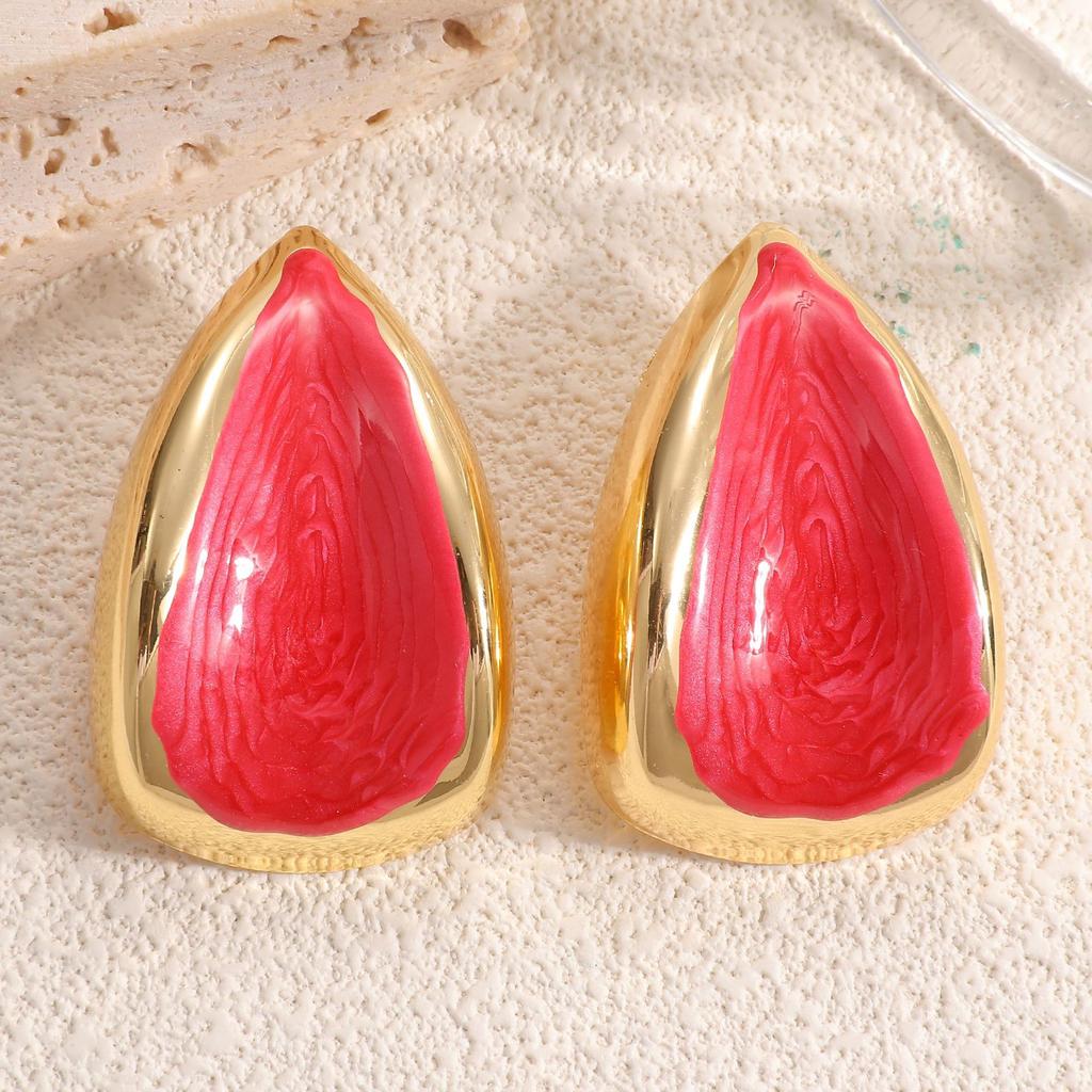 New Water Drop Enamel Oil Drop Earrings Fashion Light Luxury High Sense Women's Earrings Versatile Ear Jewelry