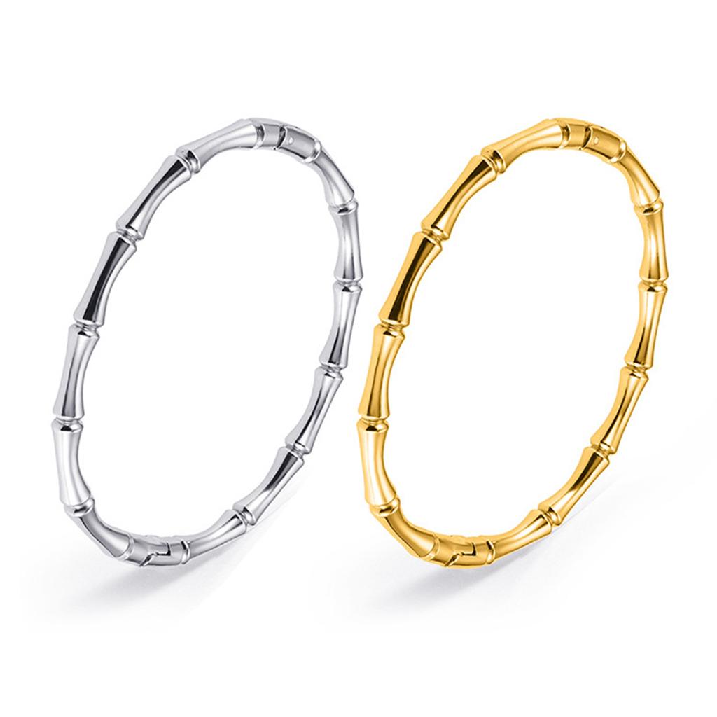 Gold Color Stainless Steel Bamboo Cuff Bracelets for Women Luxury Wedding Jewelry Female Bangles Gift