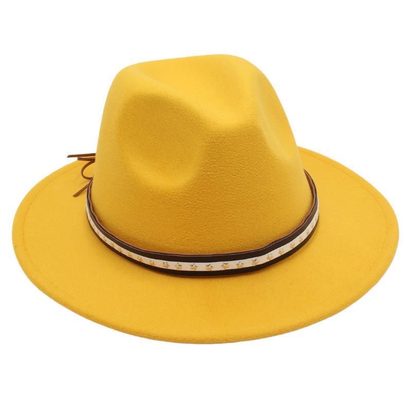 Foreign Trade Retro Top Hat Pentagram Jazz Hat Men'S And Women'S Felt Hat European And American Style Hat Woolen Hat Wool