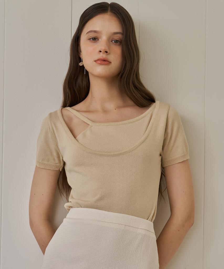 Peullobeu Unbal Neck Knit_Be