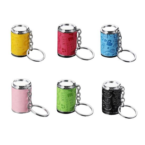 Keychain Pendant, Embossed Imitation Leather Key Ring with Metal Edging, Mini Coin Storage Keychain, Backpack Hanging Charm