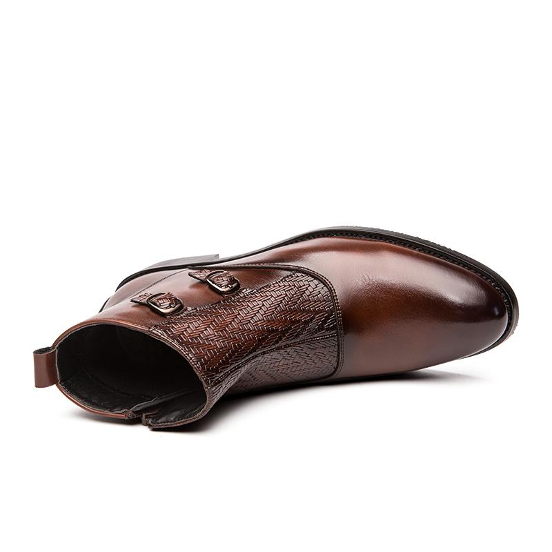 Men’s High Boots Dress Formal Retro Brown Ankle Boots Black Tuxedo Wedding Shoes Plus Size