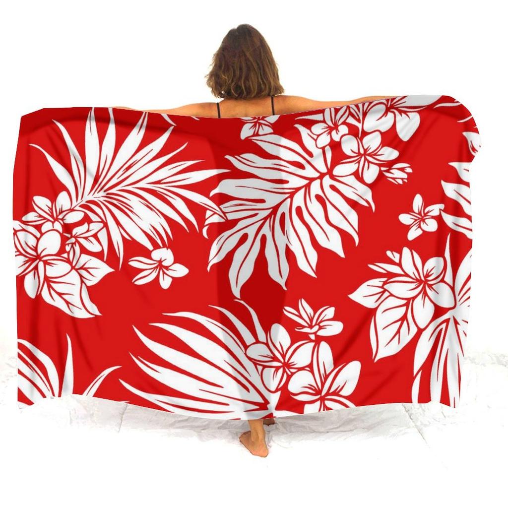Bikini Coat Anti-Slip Sarong Hawaiian Vintage Pattern Custom Floral Print Polynesian Sarong Summer Beach Soft Shawl