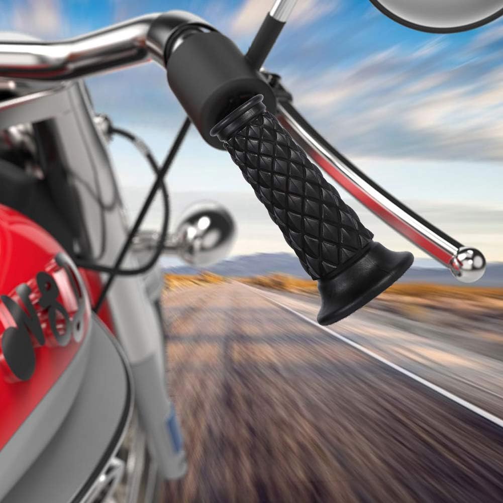 7/8" Motorcycle Hand Grips Antiskid Handlebar Rubber End Hand (Color : Black) Motorcycle Handlebar Grips 7/8 Dirt Bike Grips 22Mm