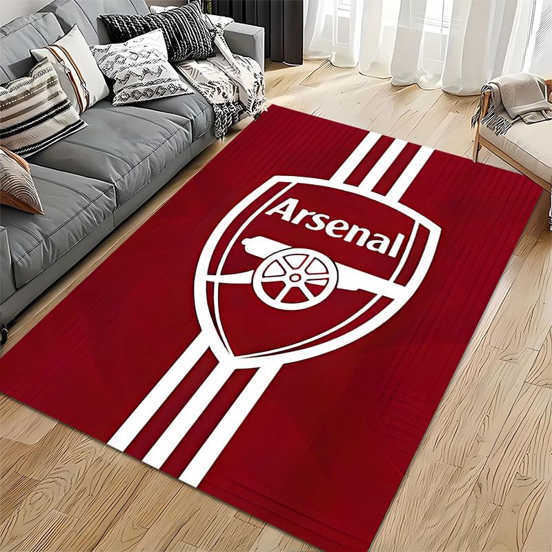 Rotes Arsenal Logo Teppichdesign geeignet als rutschfeste Matte für das Wohnzimmer oder Schlafzimmer Sofa