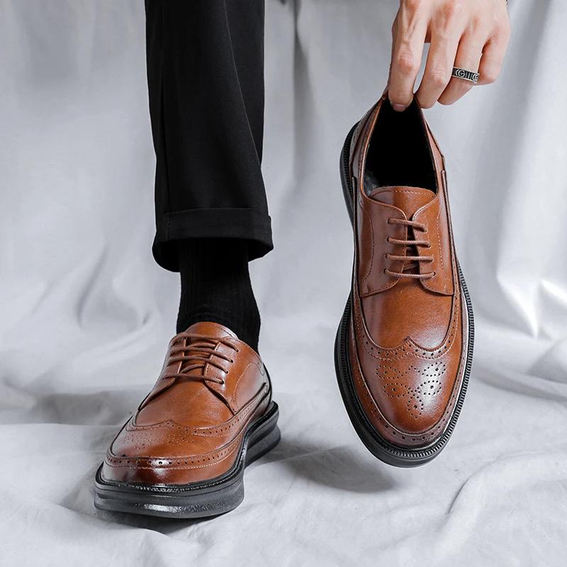 Fashion All-match Man Dress Office Wedding Oxfords Male Comfortable Footwear Men Formal Shoes Stylish Leather Business Casual Shoes