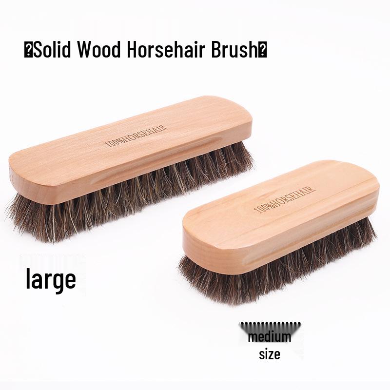 

Horsehair Brush for Shoe Cleaning and Polishing - Soft Bristles for Oiling, Dusting, and Mane Care Medium Natural Wood Color