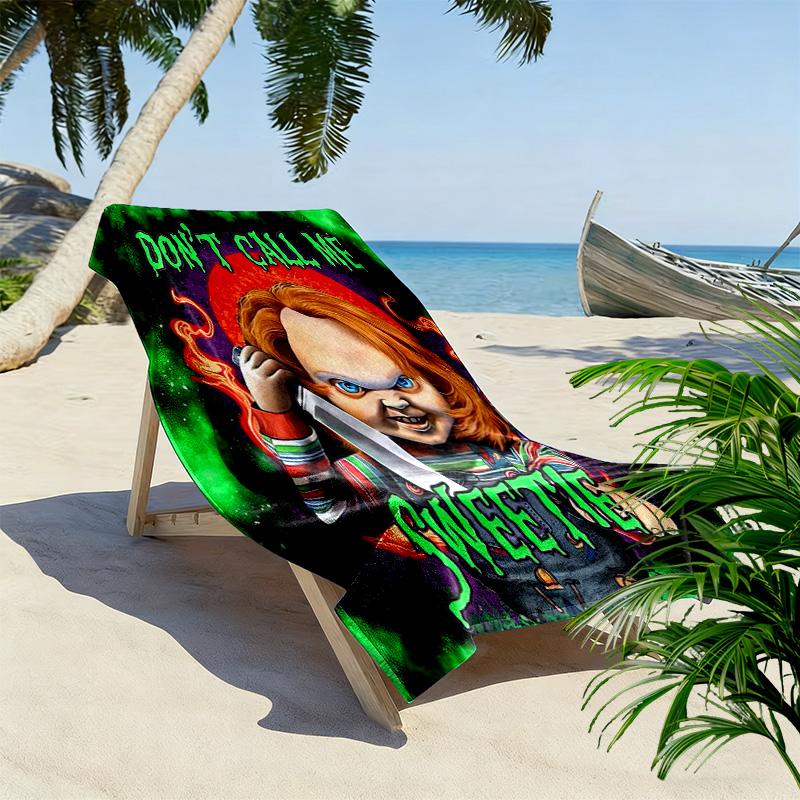Horror Character Print Beach Towel, Large Soft Quick Dry Towel for Beach Camping Swimming