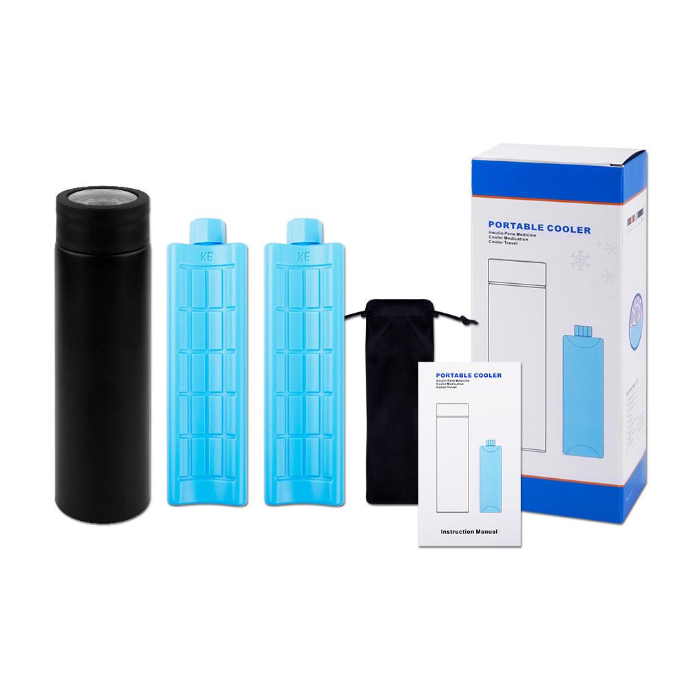 Portable Insulin Refrigerated Cup with Temperature Dial Cover Outdoor Cooler Flask Mini Vacuum Medicine Beverage Refrigerator чёрный