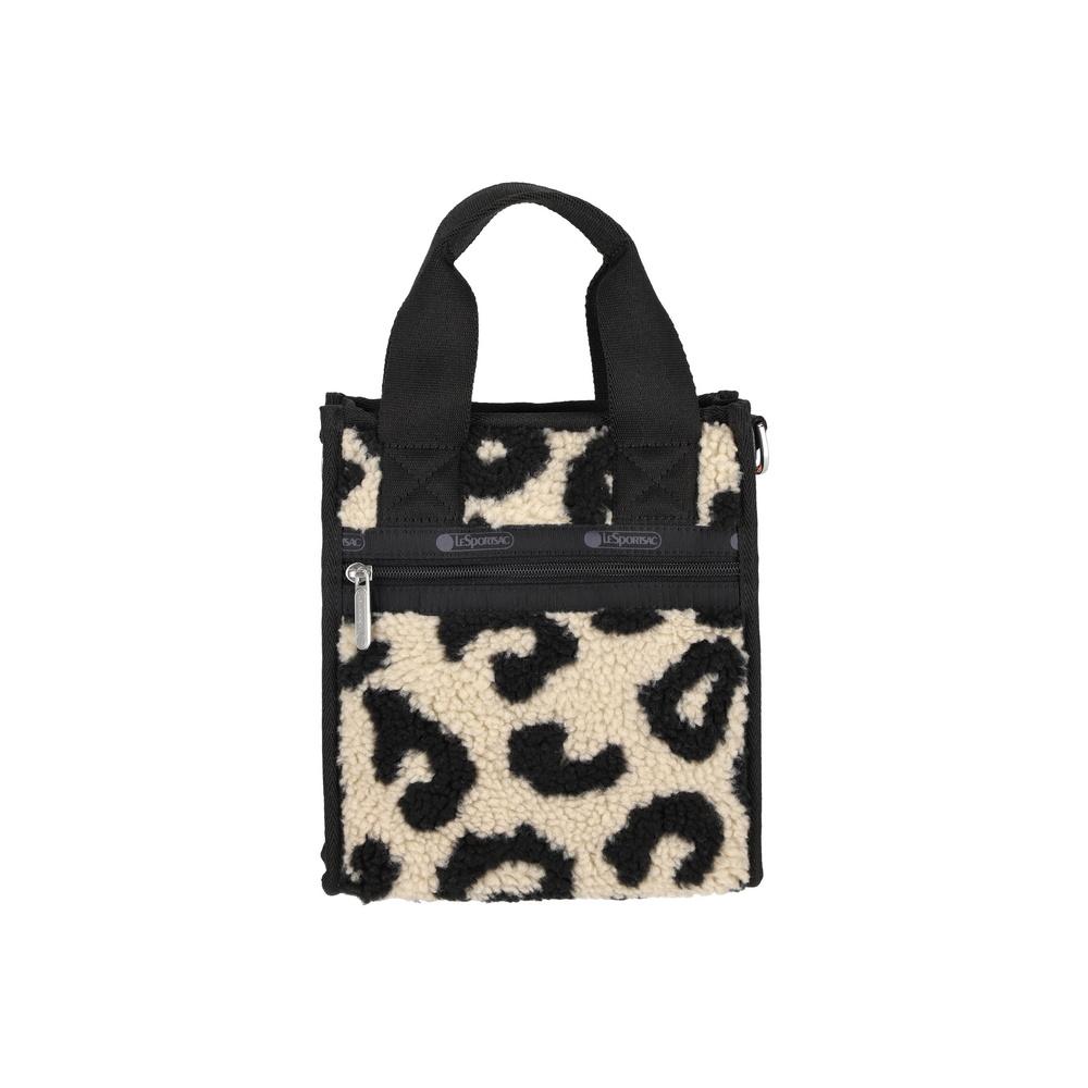 Lesportsac Black Denim/Leopard Sherpa Mini N/S Tote Bag [1609.La80]