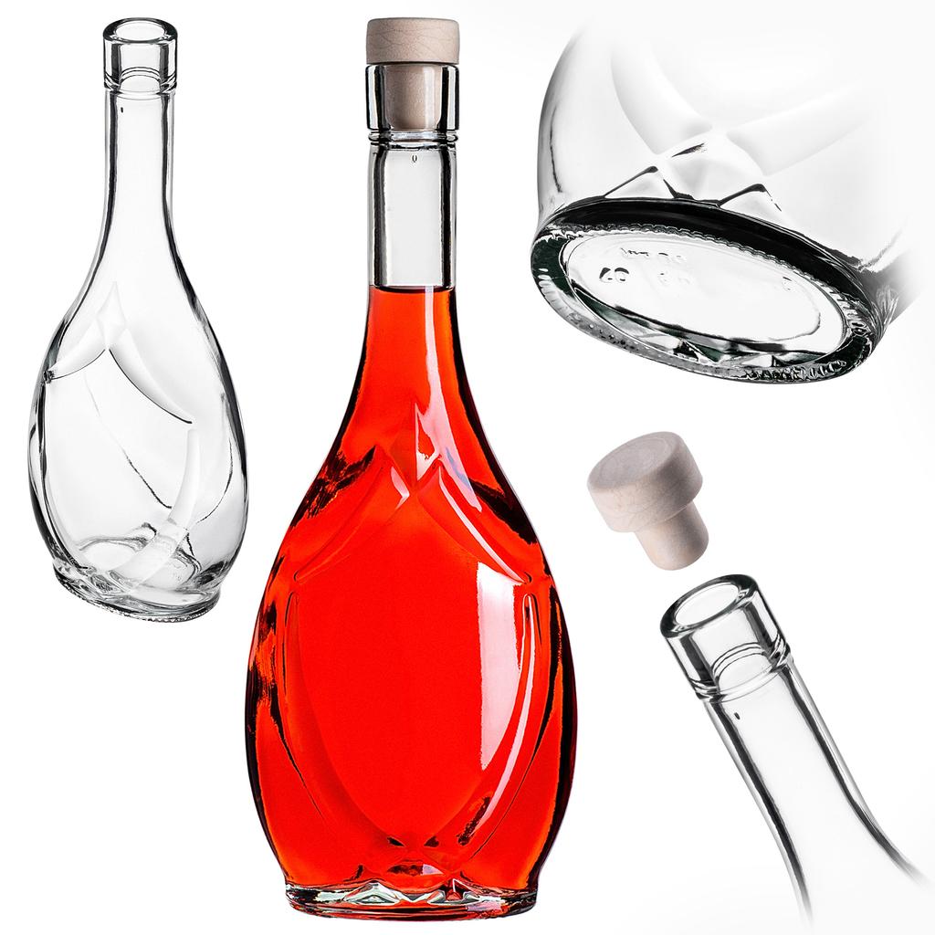 KADAX Glass Bottle for Liqueur 500ml with Synthetic Cork 5pcs.