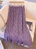 Plus Size Women's Elegant Purple Lace Top & Skirt Set for Spring/Autumn (130-300 Jin)