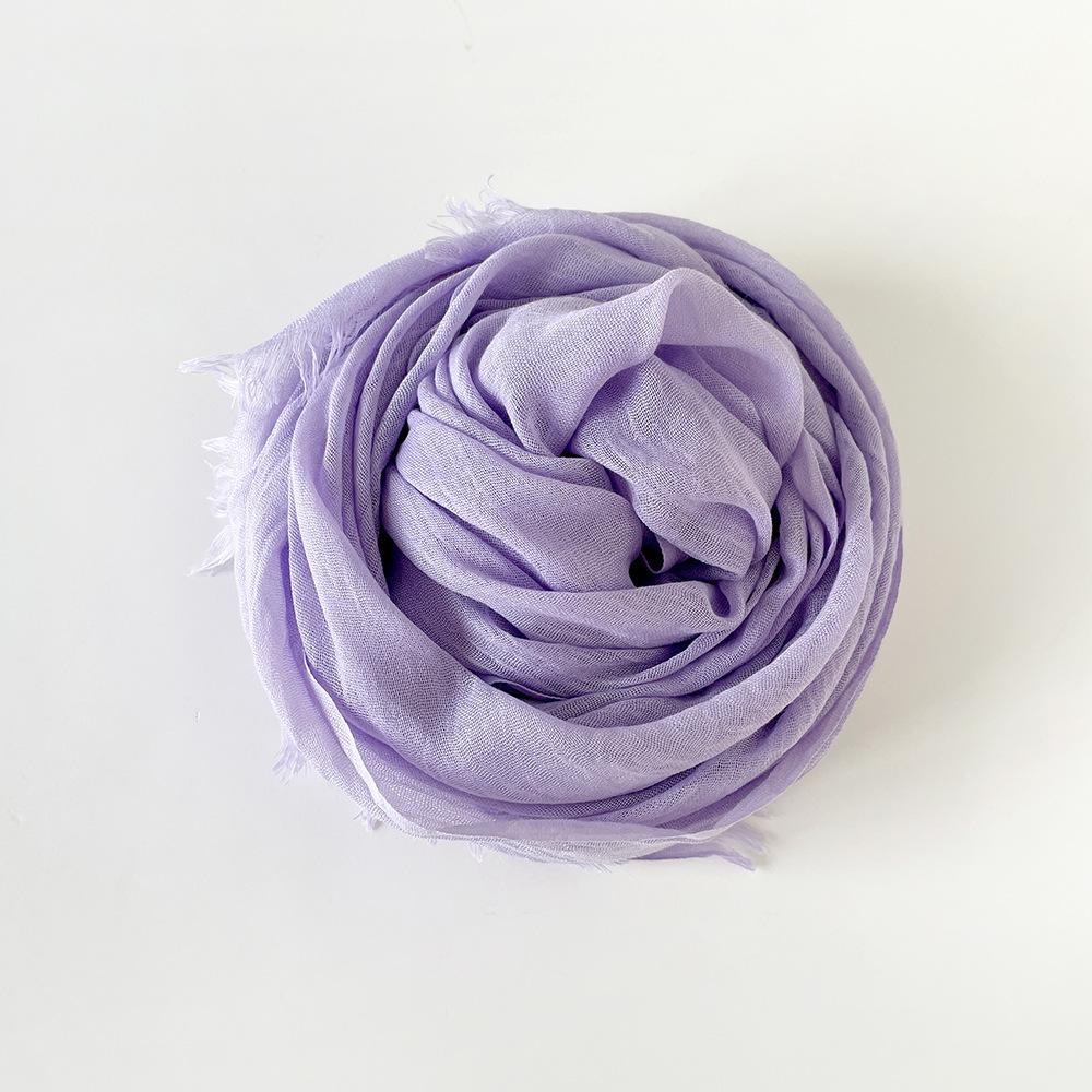 Solid Color Scarf Cotton and Linen Shawl Yarn Women's Summer Sunscreen Headscarf Retro Yarn Lengthened