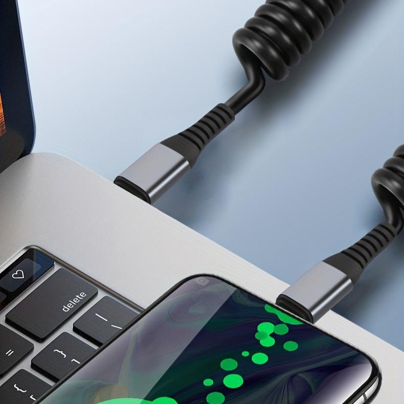 6A Super Fast Charging Type-C To Type-C PD Fast Charging Cable Spring Retractable Mobile Phone Navigation Car Data Car Anti-Freeze Charging Cable