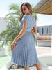 2023 Spring/Summer Women's Floral Tie-Up Dress with Pleated Skirt - European & American Style, Short-Sleeved, Casual