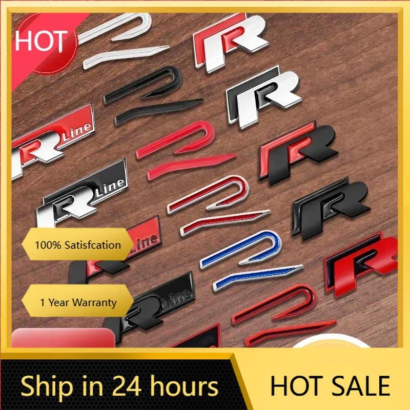 New R Logo Emblem Car Metal Body Tail Trunk Sticker Accessories For Volkswagen Tiguan Bora POLO PASSAT CC Touran GOLF Jetta