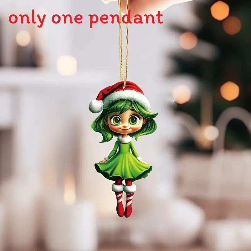 Decor Car Girl Acrylic Keychain With Christmas Hat For Auto Interior Enhancement