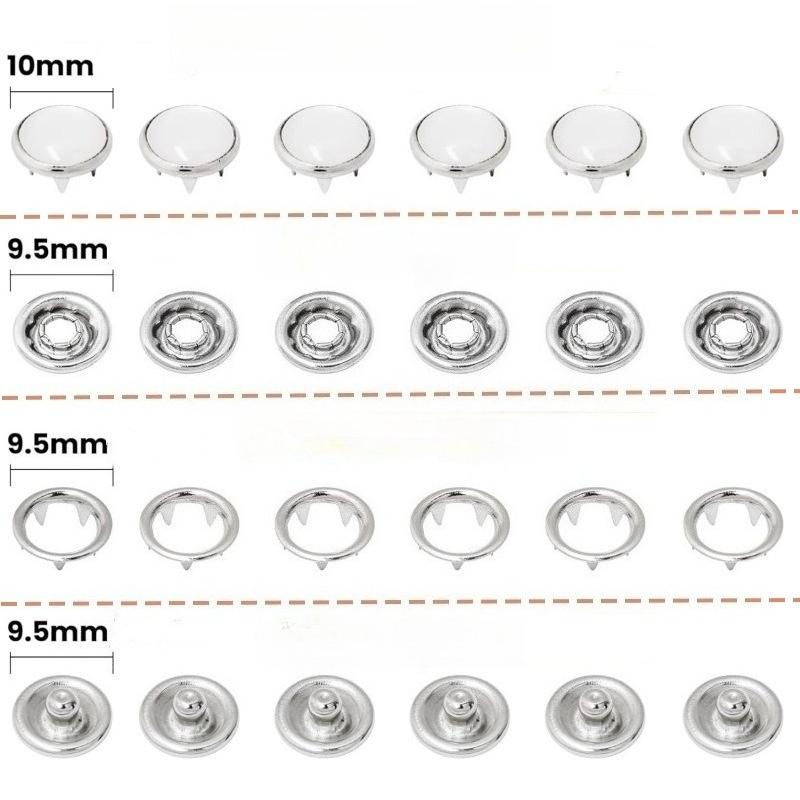 DIY 10mm Snap Button Kit - Pearl Finish 5-Claw Studs & Stainless Steel Pliers - Clothing Fastener Repair Set