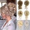 Synthetische Haarknotenverlängerungen, unordentlicher lockiger Chignon, blond, braun, Donut, elastischer Chignon für Frauen