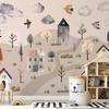 Wallpaper - Scandinavian Valley - Village In Pastel Colors Painted with Watercolor