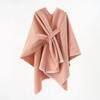 Solid Color Winter Knitted Shawl Wrap With Slit Hem Warm Lightweight Cape Women Men Street Style