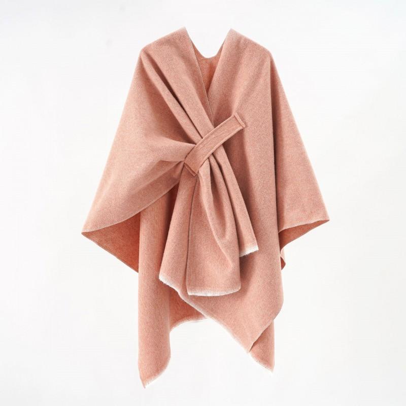 Solid Color Winter Knitted Shawl Wrap With Slit Hem Warm Lightweight Cape Women Men Street Style