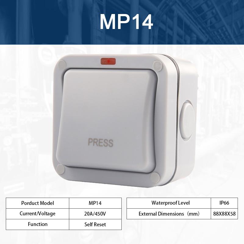 IP66 Außenwandschalter IP66 Wetterfest Staubdicht Drucktastenschalter 1/ 2-fach Lichtschalter 20A Für Haus Garten