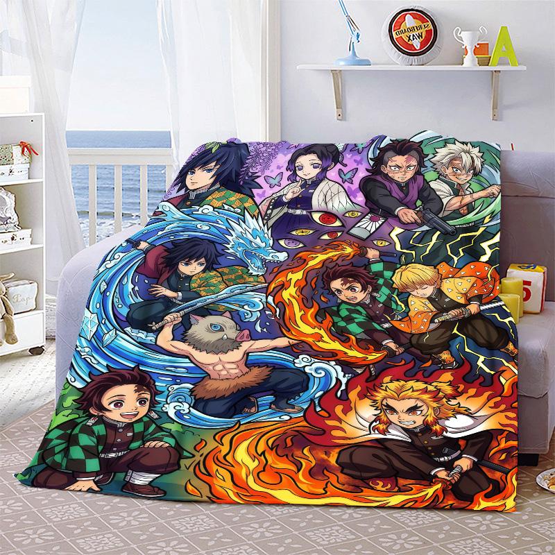 Demon Slayer Soft Warm Flannel Blanket Plush Lightweight Throw for Sofa Bed Couch Cozy Winter Travel Home Decor -QJY