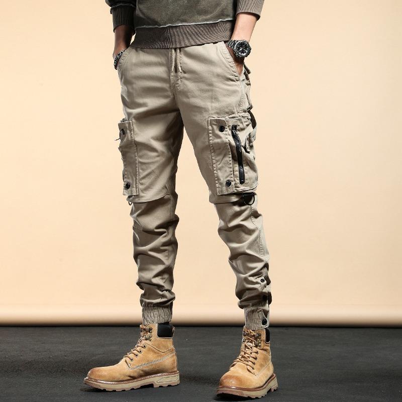 Black Khaki Autumn Plus Size Cargo Pants for Men Trousers Man Slim Multi Pocket Baggy Pants