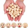 COHEALI 100pcs Smiling Face Wooden Beads Wood Spacer Beads Loose Bead 20mm Painted Wooden Beads for DIY Bracelet Necklace Jewelry Making Hair Crafts