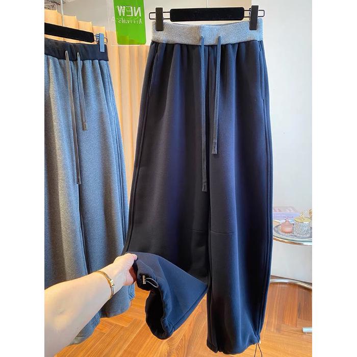 

Women s Plus Size Velvet-Lined Loose Straight-Leg Sweatpants - Cotton/Real, XL, Autumn/Winter, Trendy & Flaw-Hiding XL