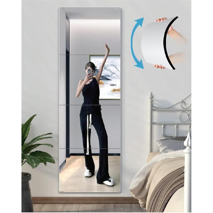 Shatterproof Wall Mirror Full Length for Bedroom, Acrylic Gym Mirrors For Home, Extra Thick: 0.12 inch, 12 x 12 inch x 4 Pcs, Workout Mirrors Safe