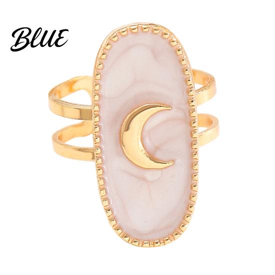 Adjustable Double-ring Opening Ring Finger Oval Design Enamel Process Women