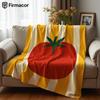 Tomato Yellow Stripe Ultra Soft Sherpa Fleece Blanket Fluffy Warm Halloween Cozy Throw for Sofa Couch Bedroom Gift All Season