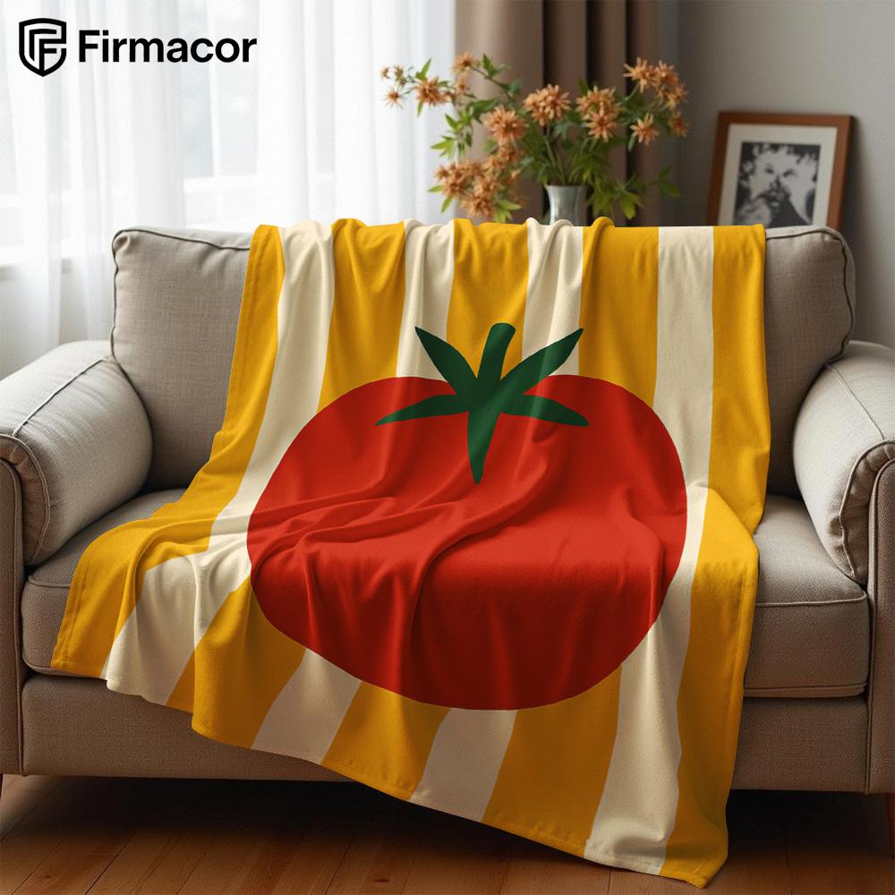 Tomato Yellow Stripe Ultra Soft Sherpa Fleece Blanket Fluffy Warm Halloween Cozy Throw for Sofa Couch Bedroom Gift All Season