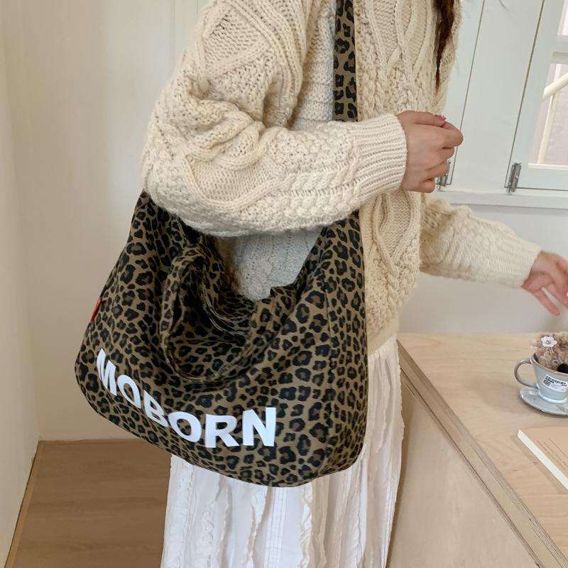 Casual Large-capacity Lazy Wind Handbag Women's 2025 New Leopard Print Tote Bag Fashion Shoulder Messenger Bag