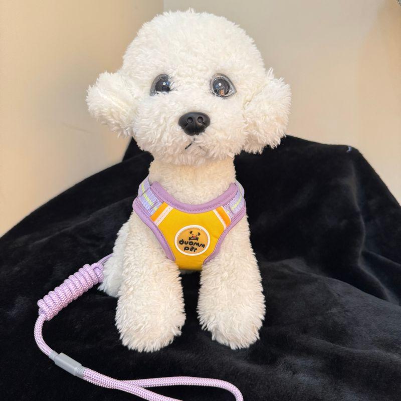 

New Arrival Dog Hand Holding Rope Vest-Style Chest Strap Small Size Dogs Teddy Bichon Pomeranian Dog Walking Chain Pet Supplies Size S 1.50 kg-4.00 kg duomm yellow purple
