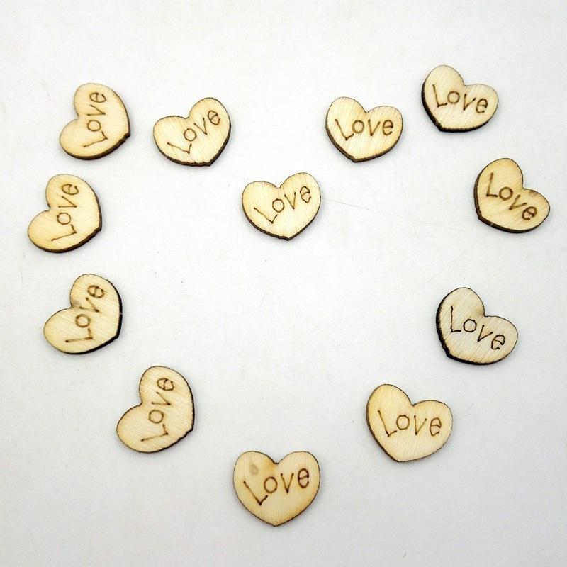 100pcs Rustic Wooden Love Heart Craft Embellishment Wedding Decoration Favours