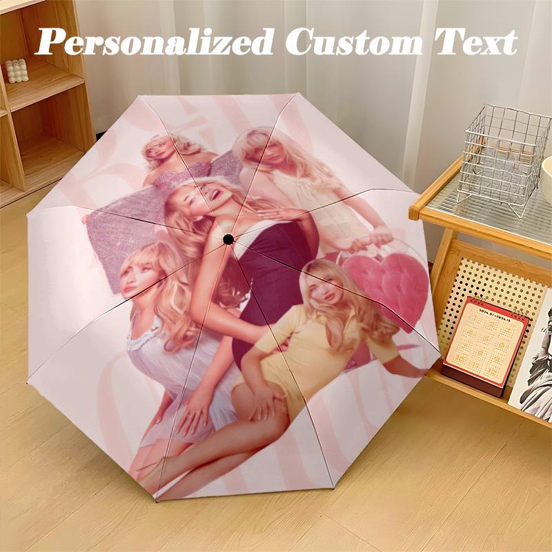 Portable Auto Folding Umbrella,Sabrina Carpenter 8 Rib Waterproof Umbrella For Camping Commute